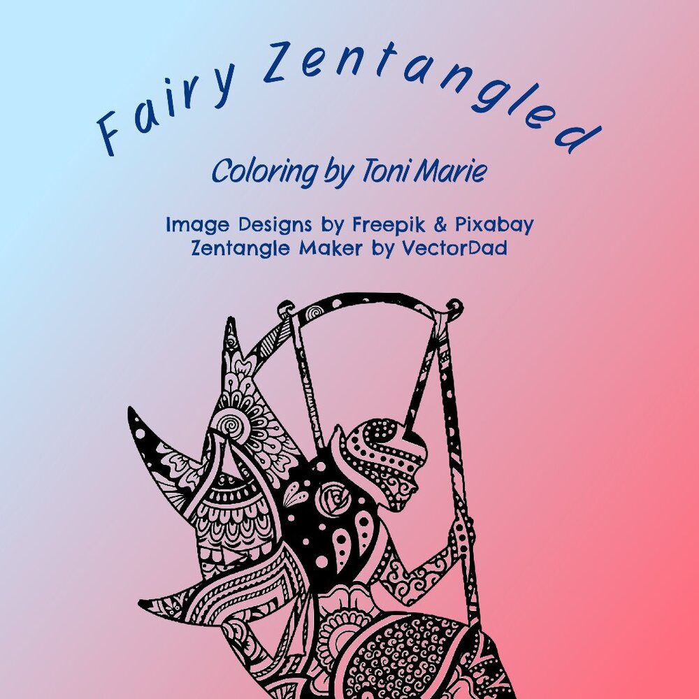 Fairy Zentangled Coloring Book (25 Images)